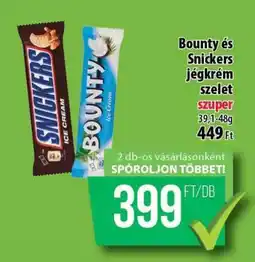 Coop Bounty és Snickers jégkrém szelet ajánlat