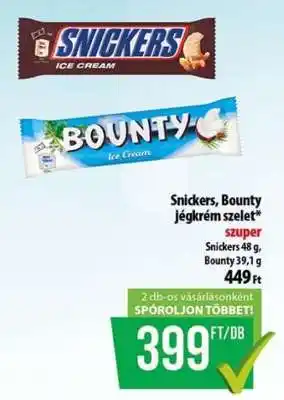 Snickers, Bounty jégkrém szelet