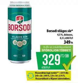 Coop BORSODI Világos sör ajánlat