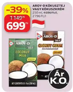 Auchan AROY-D KÓKUSZTEJ VAGY KÓKUSZKRÉM ajánlat