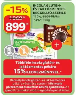 Auchan INCOLA GLUTÉN- ÉS LAKTÓZMENTES REGGELIZŐ ZSEMLE ajánlat