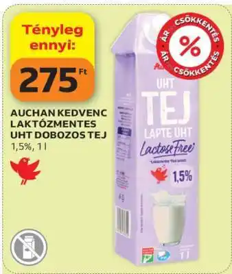 Auchan Auchan Kedvenc Laktózmentes UHT Dobozos Tej ajánlat