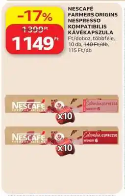 Auchan NESCAFÉ Farmers Origins Nespresso kompatibilis kávékapszula ajánlat