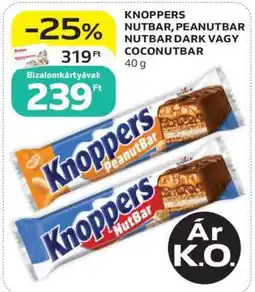 Auchan KNOPPERS NUTBAR, PEANUTBAR NUTBAR DARK VAGY COCONUTBAR ajánlat