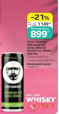 Auchan KNUT HANSEN PREMIUM GIN BASIL SMASH READY-TO-DRINK KOKTÉL ajánlat