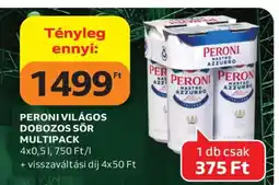 Auchan PERONI VILÁGOS DOBOZOS SÖR MULTIPACK ajánlat