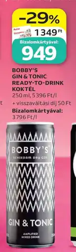 Auchan BOBBY'S GIN & TONIC READY-TO-DRINK KOKTÉL ajánlat