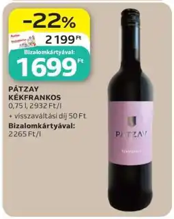 Auchan PÁTZAY KÉKFRANKOS ajánlat