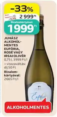 Auchan JUHÁSZ ALKOHOLMENTES EUFÓRIA, ROSÉ VAGY IRSAI OLIVÉR ajánlat