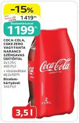 Auchan Coca-Cola, Coke Zero vagy Fanta Narancs Szénsavas Üdítőital ajánlat
