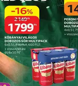 Auchan Kőbányai Világos Dobozos Sör Multipack ajánlat