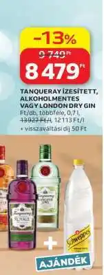 Auchan TANQUERAY ÍZESÍTETT, ALKOHOLMENTES VAGY LONDON DRY GIN ajánlat