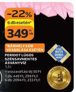 Auchan PERIDOT LÚGOS SZÉNSAVMENTES ÁSVÁNYVÍZ ajánlat