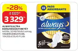 Auchan Always Ultra egészségügyi betét ajánlat