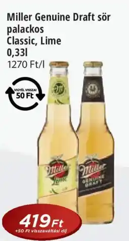 Real Miller Genuine Draft sör palackos Classic, Lime ajánlat