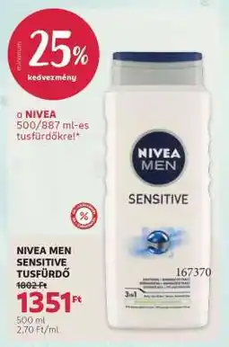 Rossmann NIVEA MEN SENSITIVE TUSFÜRDŐ ajánlat