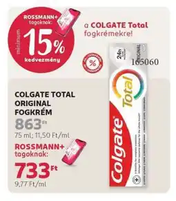 Rossmann COLGATE TOTAL ORIGINAL FOGKRÉM ajánlat