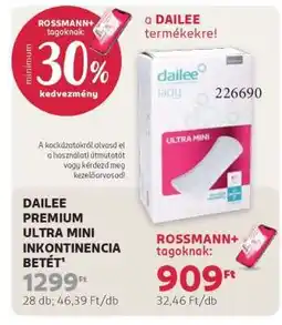 Rossmann DAILEE PREMIUM ULTRA MINI INKONTINENCIA BETÉT ajánlat