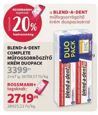 Rossmann BLEND-A-DENT COMPLETE MŰFOGSORRÖGZÍTŐ KRÉM DUOPACK ajánlat