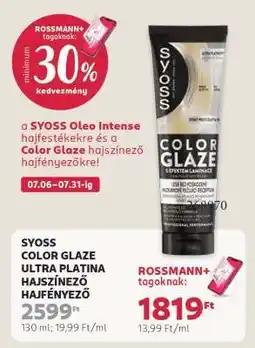 Rossmann SYOSS COLOR GLAZE ULTRA PLATINA HAJSZÍNEZŐ HAJFÉNYEZŐ ajánlat