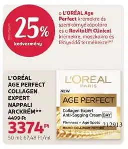 Rossmann L'ORÉAL AGE PERFECT COLLAGEN EXPERT NAPPALI ARCKRÉM ajánlat