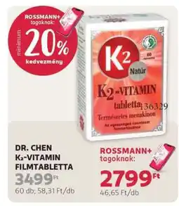 Rossmann DR. CHEN K2-VITAMIN FILMTABLETTA ajánlat