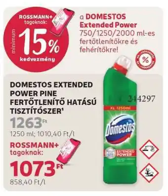 Rossmann DOMESTOS EXTENDED POWER PINE FERTŐTLENÍTŐ HATÁSÚ TISZTÍTÓSZER ajánlat