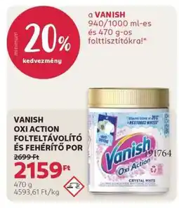 Rossmann VANISH OXI ACTION FOLTELTÁVOLÍTÓ ÉS FEHÉRÍTŐ POR ajánlat