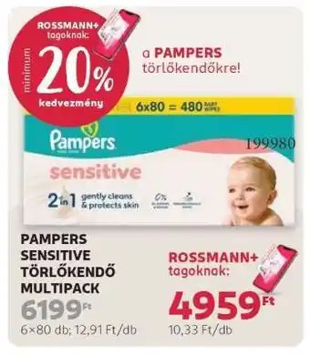 Rossmann PAMPERS SENSITIVE TÖRLŐKENDŐ MULTIPACK ajánlat