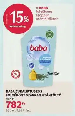 Rossmann BABA EUKALIPTUSZOS FOLYÉKONY SZAPPAN UTÁNTÖLTŐ ajánlat