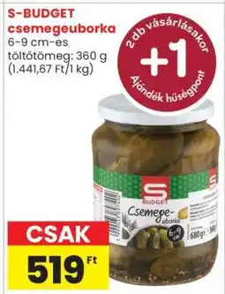 Spar S-BUDGET csemegeuborka ajánlat