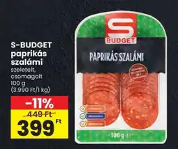 Spar S-BUDGET paprikás szalámi ajánlat