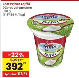 Spar Zott Primo Tejföl ajánlat