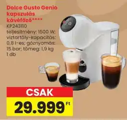 Spar Dolce Gusto Genio kapszulás kávéfőző ajánlat