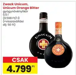 Spar Zwack Unicum, Unicum Orange Bitter ajánlat