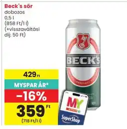 Spar Beck's sör ajánlat