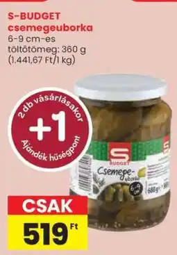Spar S-BUDGET csemegeuborka ajánlat