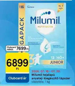 Tesco Milumil tejalapú anyatej-kiegészítő tápszer ajánlat