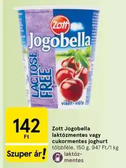 Tesco Zott Jogobella laktózmentes vagy cukormentes joghurt ajánlat