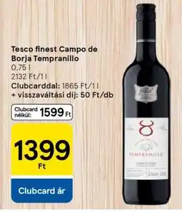 Tesco Tesco finest Campo de Borja Tempranillo ajánlat