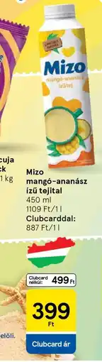 Tesco Mizo mangó-ananász ízű tejital ajánlat