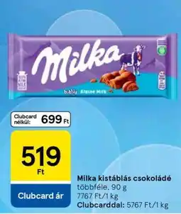Tesco Milka kistáblás csokoládé ajánlat