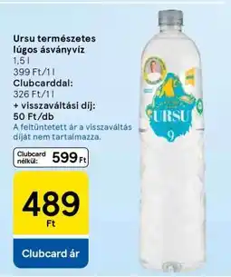 Tesco Ursu természetes lúgos ásványvíz ajánlat