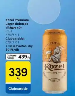Tesco Kozel Premium Lager dobozos világos sör ajánlat
