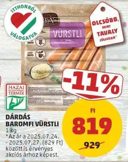 PENNY Dárdás Baromfi Vürstli ajánlat