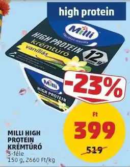 PENNY Milli High Protein krémtúró ajánlat