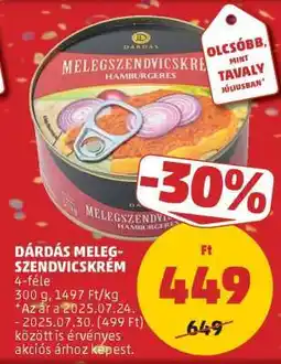 PENNY Dárdás Melegszendvicskrém ajánlat