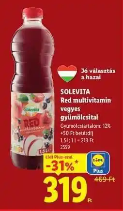 Lidl SOLEVITA Red multivitamin vegyes gyümölcsital ajánlat