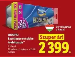 Lidl OOOPS! Excellence sensitive toalettpapír ajánlat
