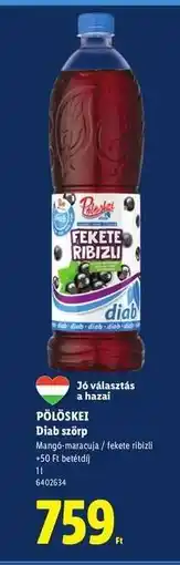Lidl Pölöskei Diab Szörp ajánlat